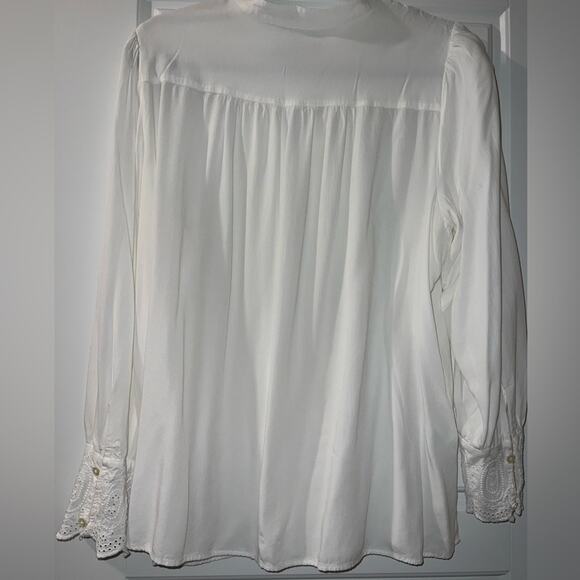 LOFT WHITE/CREAM COLORED EMBROIDERED LONG SLEEVED BUTTON DOWN BLOUSE SIZE XL - Picture 11 of 15